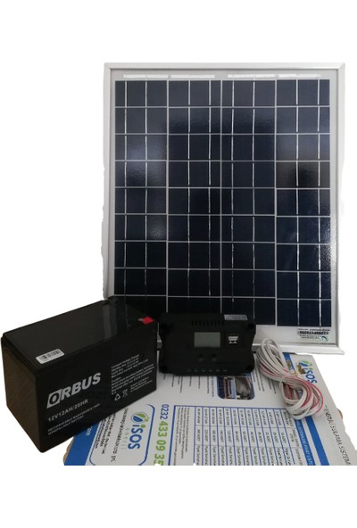 İsos Mini Güneş Paneli Seti 20 Watt Panelli Solar Aydınlatma ve Telefon Şarj