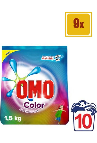 Omo Matik Color 1,5 kg Toz Çamaşır Deterjanı 9'lu Set