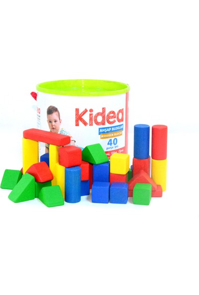 Kidea Ahşap Oyuncak 40 Parça Eğitici Blokları Seti
