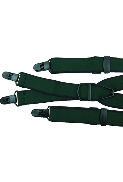 Kemer Sepeti Yeşil Renkli Dört Klipsli Pantolon Askısı