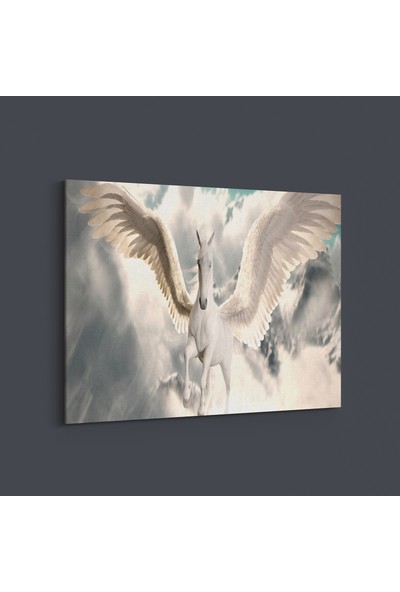 Moda Duvar Uçan Beyaz At Kanvas Tablo 40X60 cm FRETBL-044