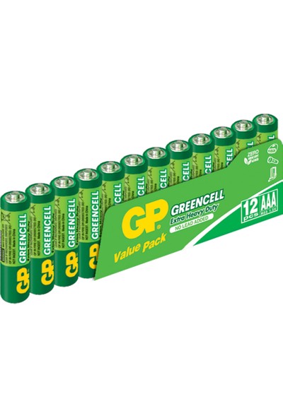 GP 12'li Greencel AAA Boy İnce Çinko Karbon Pil (GP24G-VS12)