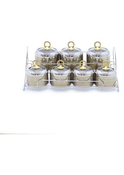 Dekorlu Gold 15 Parça Çelik Baharat Takımı
