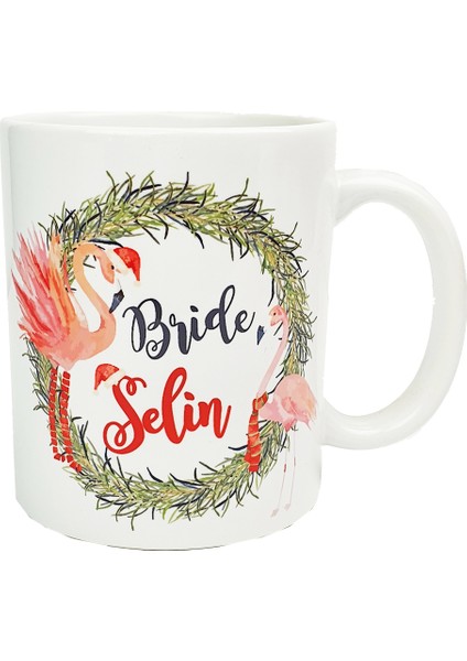 Yılbaşı Flamingo Konseptli Kişiye Özel Gelin Kupası