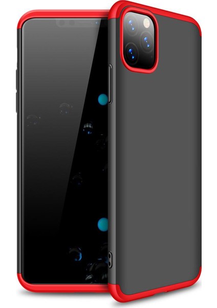 Apple iPhone 11 Pro Max Double Dip 360 Protective Kılıf - Siyah Kırmızı