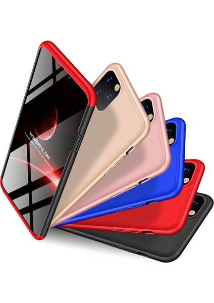 Apple iPhone 11 Pro Max Double Dip 360 Protective Kılıf - Siyah Kırmızı