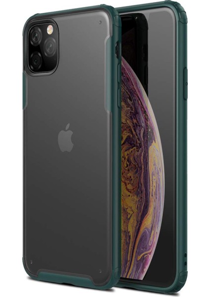 Apple iPhone 11 Pro Max Frosted Frame Kılıf - Yeşil