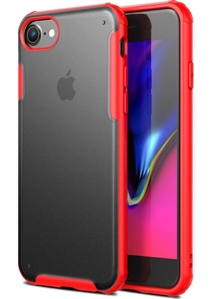 Apple iPhone 8 Frosted Frame Kılıf - Kırmızı
