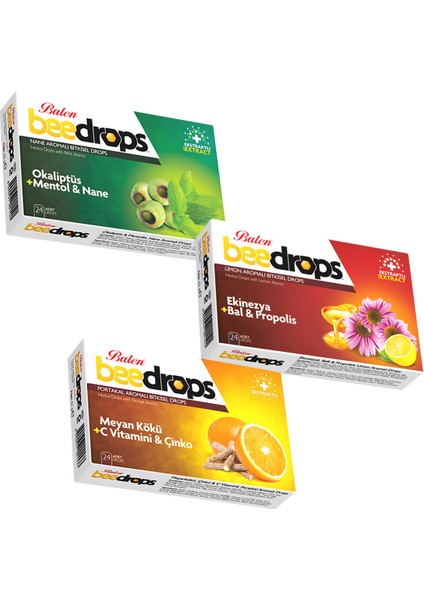 Beedrops 3'lü Pastil Set 24 Drops x 3
