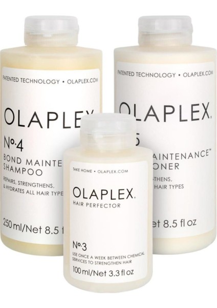 Olaplex No:4 Şampuan 250 ml + No:5 Krem 250 ml + No:3 Perfector 100 ml