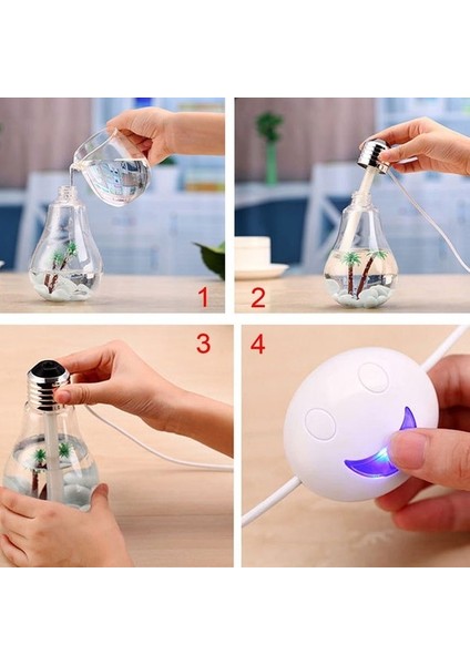 Dekoratif LED Işıklı Hava Nemlendirici Buhar Makinası 400 ml Su Hazneli
