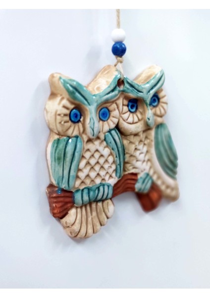 Sü-Me Seramik Mini Baykuşlar Dekoratif Duvar Süsü 13 x 13 cm
