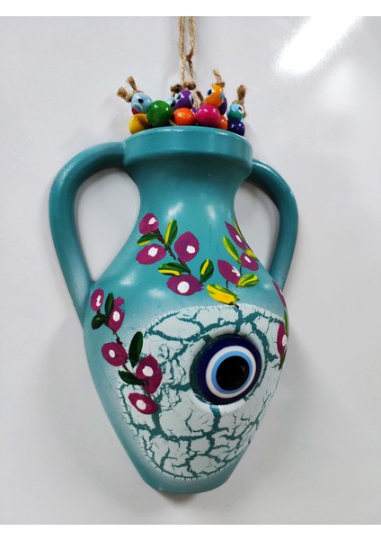 Küp Figürlü Çiçek Desenli Dekoratif Duvar Süsü Nazarlık 12 x 17 cm fiyatları