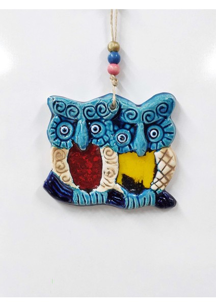 Sü-Me Seramik Mini Baykuşlar Dekoratif Duvar Süsü 12 x 10 cm