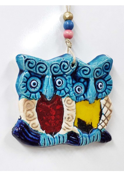 Sü-Me Seramik Mini Baykuşlar Dekoratif Duvar Süsü 12 x 10 cm