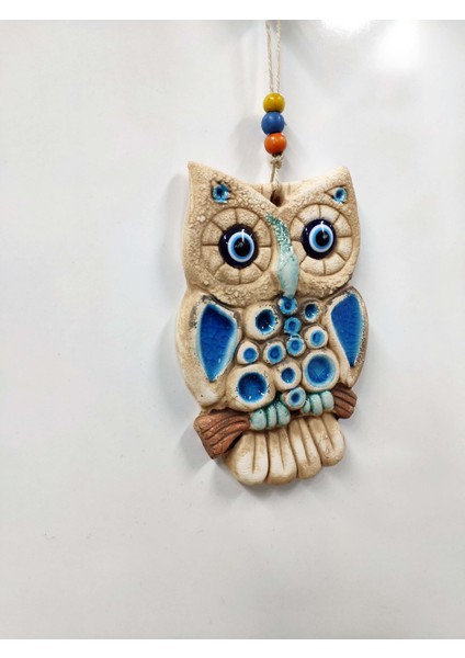 Sü-Me Seramik Mini Baykuş Dekoratif Duvar Süsü 10 x 15 cm