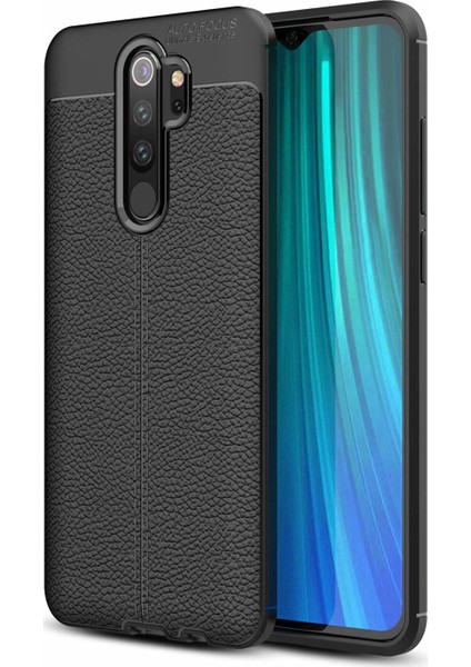 Xiaomi Redmi Note 8 Pro Kılıf Rugan Armor Deri Görünümlü Yüksek Kalite Silikon Niss Siyah