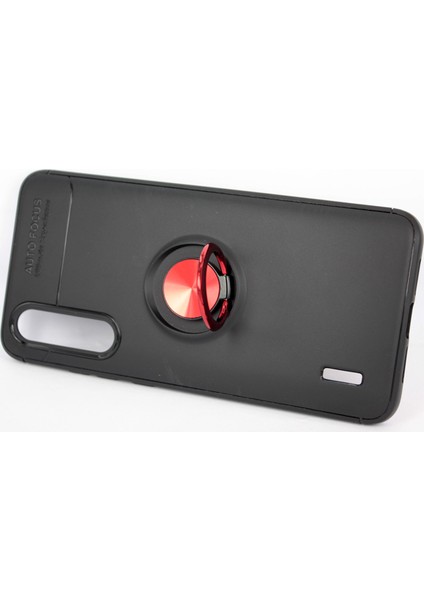 Case 4U Xiaomi Mi 9 Lite Kılıf Autofocus Shockprof Ravel Yüzüklü Standlı Slikon Kapak Siyah Mavi