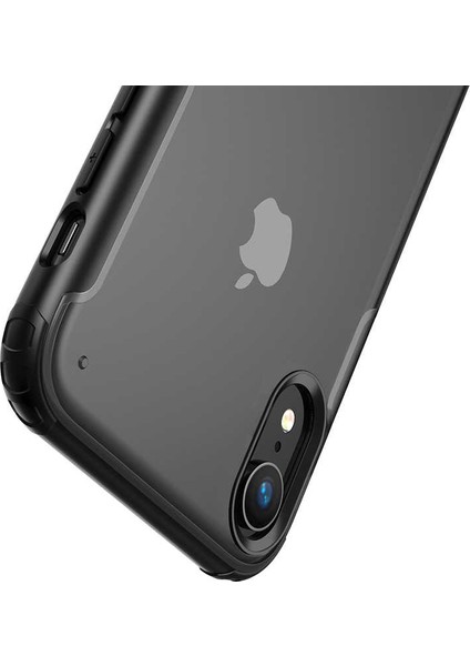 Apple iPhone XR Kılıf Renkli Silikon Kenarlı Sert Volks Arka Kapak Siyah