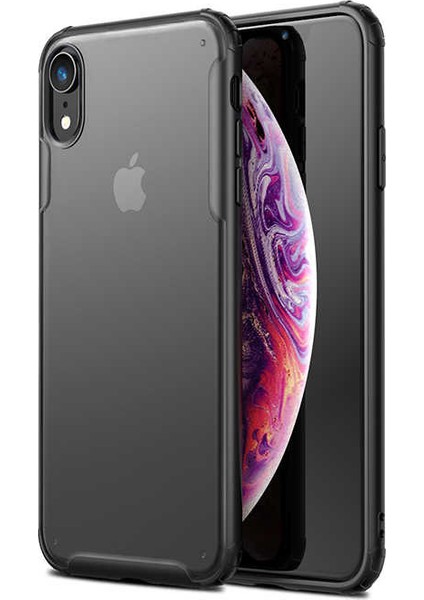 Apple iPhone XR Kılıf Renkli Silikon Kenarlı Sert Volks Arka Kapak Siyah