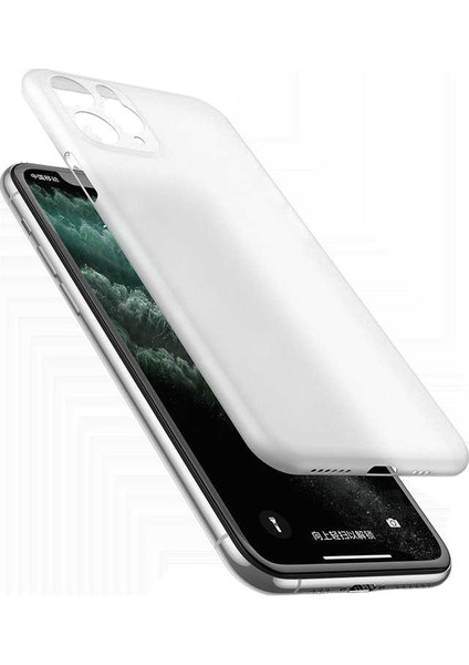 Apple iPhone 11 Pro Max Kılıf Transparan PP Sert Silikon Arka Kapak Beyaz