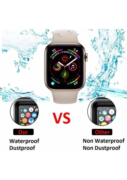 Apple Watch Uyumlu Seri 5 44mm Tam Kaplayan Kavisli Cam Ekran Koruyucu Siyah