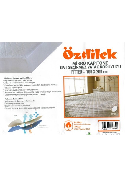 Mikro Kapitone Tek Kişilik Sıvı Geçirmez Alez 100X200