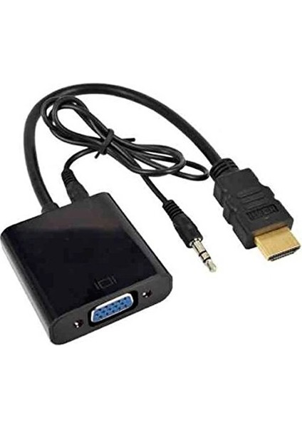 4488 HDMI To VGA Kablo Çevirici Dönüştürücü + Ses Destekli