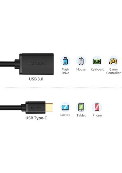 Type-C USB 3.0 Dönüştürücü Adaptör Siyah