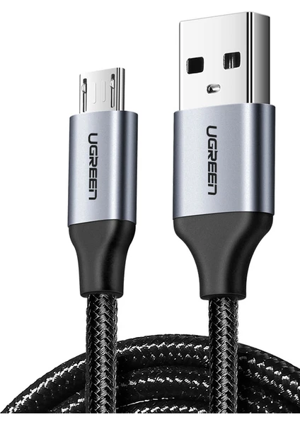 Örgülü Micro USB Data ve Şarj Kablosu Siyah 1 Metre