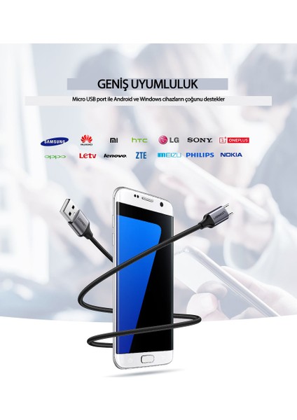 Örgülü Micro USB Data ve Şarj Kablosu Siyah 50 CM fırsatları