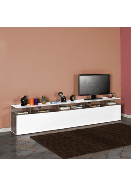 Adore Vision Çekmeceli Tv Ünitesi - Latte - Parlak Beyaz fiyatları