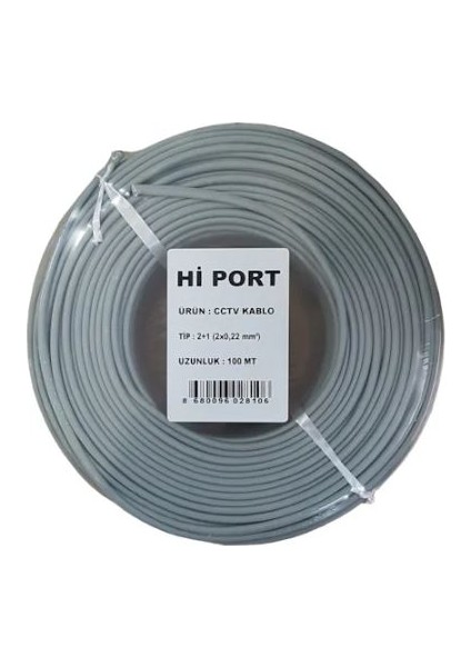 Hi Port 2+1 2x0.22 Folyolu Lüks 100M Cctv Kamera Kablosu