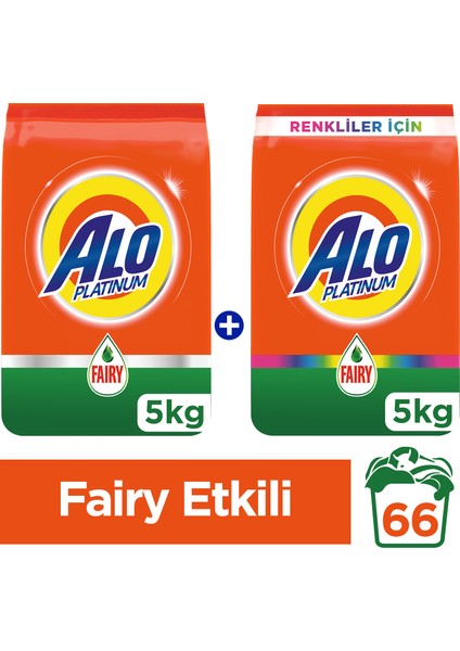 Platinum Toz Çamaşır Deterjanı Fairy Etkili 5 kg+Renkliler İçin 5 kg