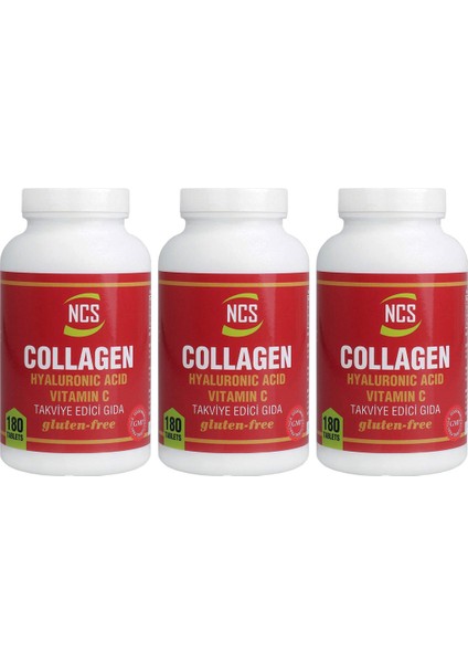 Hidrolize Collagen 180 Tablet Hyaluronic Acid Vit C x 3 Adet