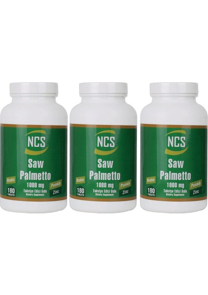 Saw Palmetto 1000 Mg 180 Tablet x 3 Adet