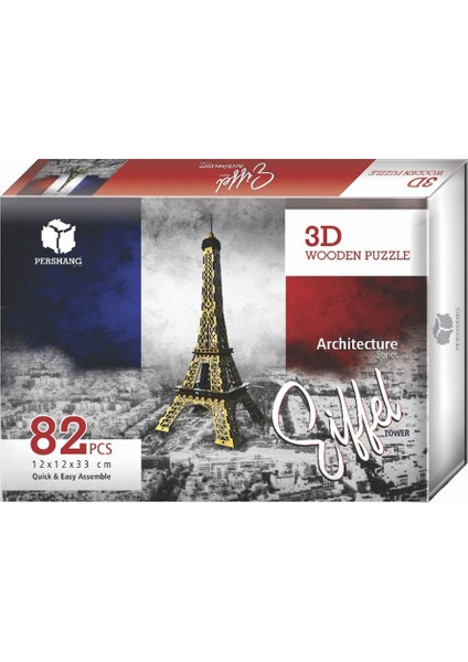 Eyfel Kulesi 82 Parça 3D Ahşap Puzzle