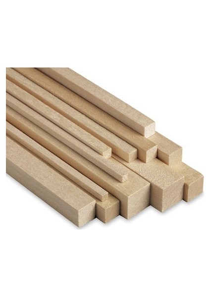 Kibavmshop 8 x 8 mm 100 cm Maket İçin Balsa Çıta 10 Adet