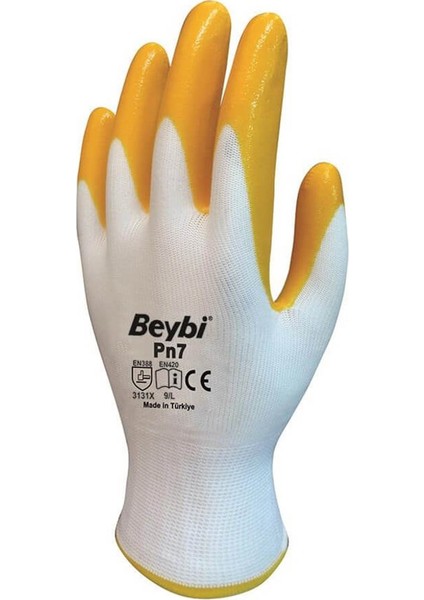 Pn7 Sarı Beyaz Nitril İş Eldiveni