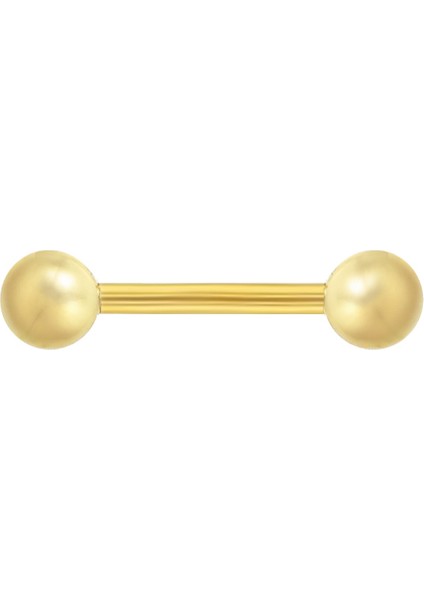 Altın Toplu Düz Kaş ve Dil Piercing AS13PC