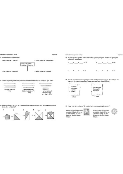 Matematiksel Karşılaştırmalar 1. Seviye