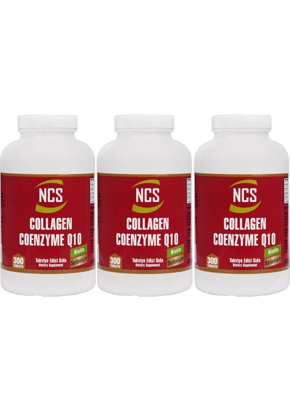 Hidrolize Collagen Coenzyme Q10 Biotin Zinc Selenium 300 Tablet x 3 Adet