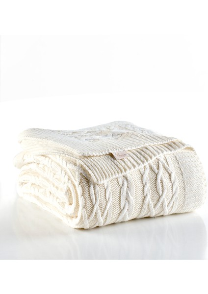 Örgü Çift Kişilik Battaniye Naturel