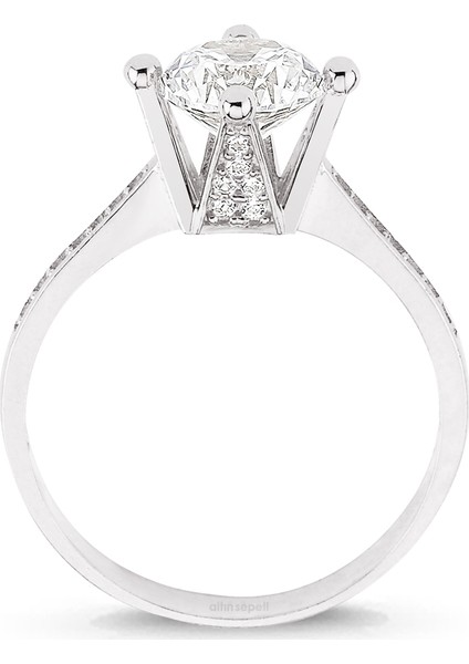 Altınsepeti Beyaz Altın Kolları ve Yanları Taşlı Tektaş Yüzük AS298YZR3 fiyatları