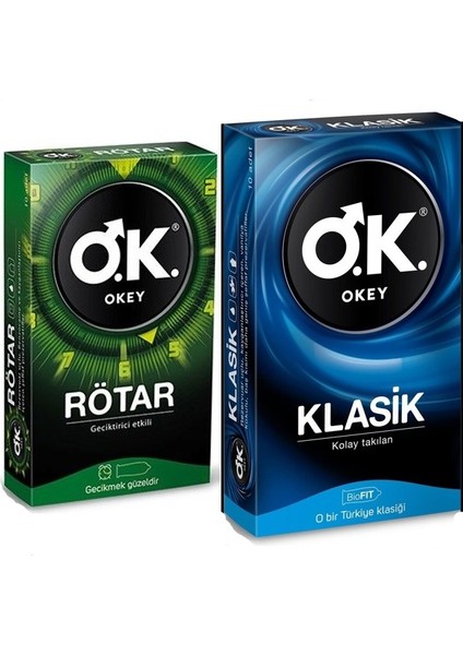 Rötar 10'lu Prezervatif + Okey Klasik 10'lu Prezervatif