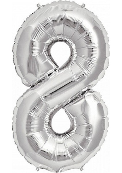 PartiPan Folyo Balon 8 Rakam Gümüş 110 cm