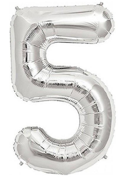 PartiPan Folyo Balon 5 Rakam Gümüş 40 CM
