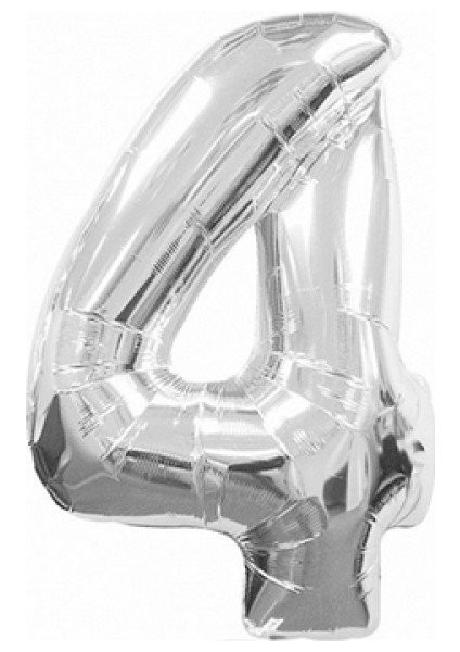 PartiPan Folyo Balon 4 Rakam Gümüş 40 cm
