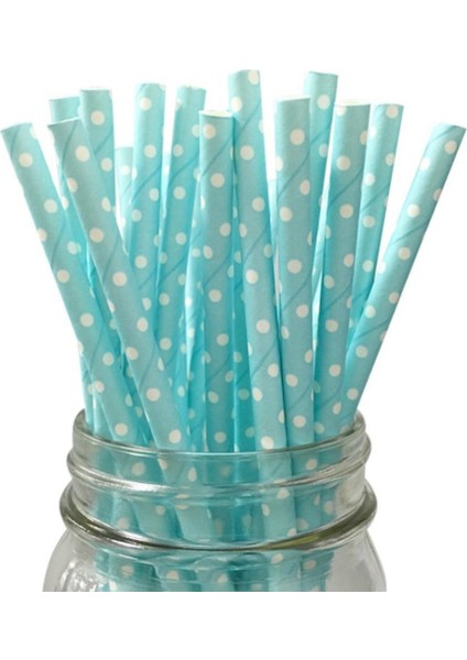 PartiPan Noktalı Kağıt Pipet Mavi 20'li fiyatları