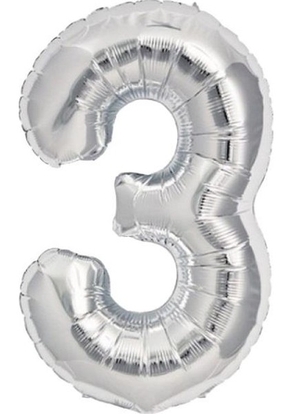 PartiPan Folyo Balon 3 Rakam Gümüş 40 cm